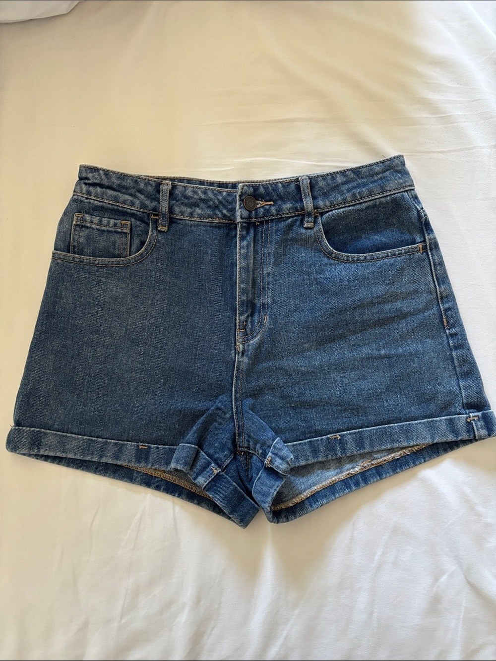 PacSun Women's Dark Blue High-Rise Denim Shorts
